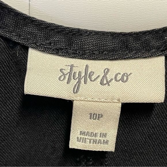 Style & Co Black Button-Down Sleeveless Dress Size 10P Petite - Picture 9 of 14